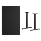 Flash Furniture 30" x 48" Rectangular Black Laminate Table Top with 5" x 22" Table Height Bases-Hospitality Table