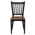 Flash Furniture HERCULES Series Black Vertical Back Metal Restaurant Chair - Cherry Wood Seat - 2 Pack-Set of 2 Metal Dining Chairs
