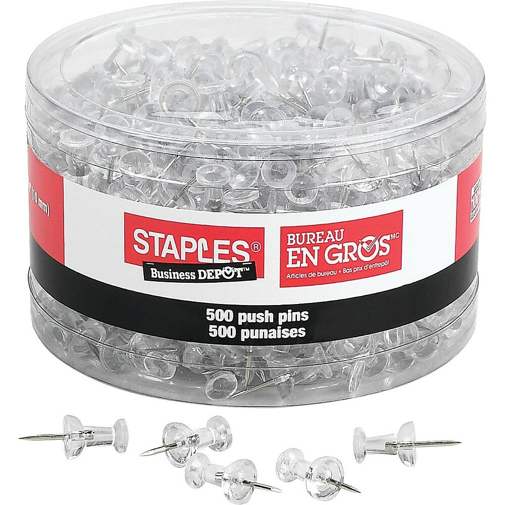 Staples Push Pins - Clear - 500 Pack | staples.ca