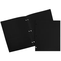 JAM Paper Plastic Heavy Duty 3 Hole Punched Two Pocket School Folder, Black, 12 Pack (383HHPbug)-Size: 9" x 12"
