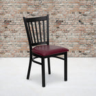 Flash Furniture HERCULES Series Black Vertical Back Metal Restaurant Chair - Burgundy Vinyl Seat - 2 Pack-Welded Joint Assembly