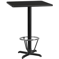 Flash Furniture Laminate 30" Square X-Base Table, Black (XUBK3030T22B3F)-Bar Height Hospitality Table