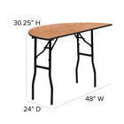 Flash Furniture 48" Half-Round Wood Folding Banquet Table-18 Gauge Steel Legs