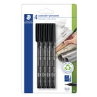Staedtler Permanent Lumocolor Pens – 0.3mm – Black – 4 Pack-Permanent pens are dry-safe: can be left uncapped for up to two days without drying up