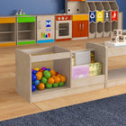 Flash Furniture Bright Beginnings Commercial Grade Modular Double Sided 2Tier Wooden Classroom Book Display Shelf w/ Storage Bin-Holds up to 100 LBS. Static Weight Capacity