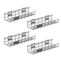 ShoppingAll Under Desk Cable Management Mesh Tray - Black - 4 Pack-Wide & Spacious Rack: Enjoy peace of mind with our 4.7 x 16.5 inch (120mm x 420mm) storage space that keeps cables and power strips out of sight for a clutter-free workspace