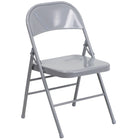 Flash Furniture HERCULES Series Triple Braced & Double-Hinged Grey Metal Folding Chair-Triple Braced Frame