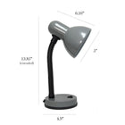 Simple Designs 60 Watt Type A 19 Medium Base Bulb Basic Metal Desk Lamp with Flexible Hose Neck - Grey-Grey