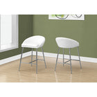 Monarch Specialties 2296 Barstool - White/Chrome Base/Counter Height - 2 Pack-Upholstered in an easy to clean white leather-look fabric