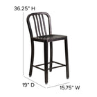 Flash Furniture Commercial Grade 24" High Metal Indoor-Outdoor Counter Height Stool - Black/Antique Gold - 2 Pack-Designed for Indoor or Outdoor Use