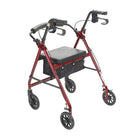 Drive Medical Rollator Walker with Back Support and Padded Seat, Red-Comes with new seamless padded seat