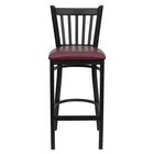 Flash Furniture HERCULES Series Black Vertical Back Metal Restaurant Barstool - Burgundy Vinyl Seat - 2 Pack-Set of 2 Metal Dining Bar Stools