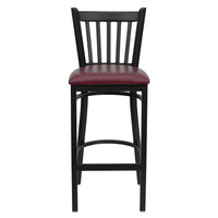 Flash Furniture HERCULES Series Black Vertical Back Metal Restaurant Barstool - Burgundy Vinyl Seat - 2 Pack-Set of 2 Metal Dining Bar Stools