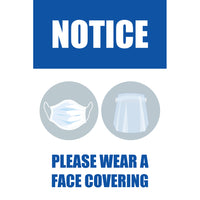 Sterling Re-Stick Cling Vinyl Adhesive Front Face - Notice Please Wear A Face Covering - PPE - English Sign (CD1218F-3218)-Re-Stick Cling Vinyl for Glass