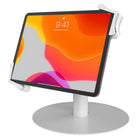 CTA Digital Heavy-Duty Universal Grip Kiosk Stand with 360-degree Rotation for 7" to 13" Tablets - White-Features a 360-degree swivel at base