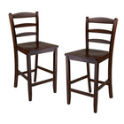 Winsome 24" Counter Ladder Back Chairs, Antique Walnut, 2/Pack-Simple yet classic 24" ladder back stools