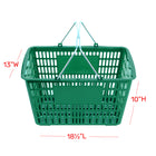 FuTECH Chrome Handle Shopping Baskets - 18.5"L x 13"W x 10"H - Green - 4 Pack-18.5"L x 13"W x 10"H
