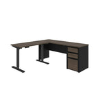 Bestar Connexion 2-Piece Set: A Standing Desk and A Desk, Antigua & Black-The desk is made of durable 1" commercial grade work surface with melamine finish that resist scratches, stains and wear