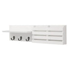 Sydney Wall Shelf & Mail Holder, 24"L x 4.25"D x 6"H, 3 Metal Hooks, White (FN00377-5INT)-Material: floating wall shelf is made of high-quality, durable medium-density fiberboard (MDF) that provides stability. rely on the shelf to keep your items safe and sound, with a visually pleasing finish