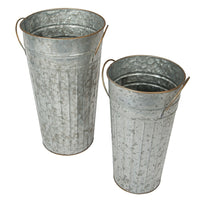 Truu Design Farmhouse Modern Collection, Vase, Set of 2, 10 x 13.75 inches, Industrial Silver-L: 13.75”H x 10”D / S: 12”H x 7.5”D in dimensions