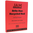 JAM Paper Bright Colour Paper, 8.5 x 11, 24lb Brite Hue Red Recycled, 500 Pack (151023B)-Red