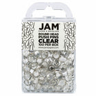 JAM Paper Colorful Push Pins - Round Head Map Thumb Tacks - Clear - 100 Pack-Color: Clear