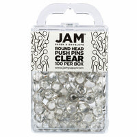 JAM Paper Colorful Push Pins - Round Head Map Thumb Tacks - Clear - 100 Pack-Color: Clear