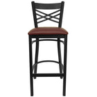 Flash Furniture HERCULES Series Black "X" Back Metal Restaurant Barstool - Burgundy Vinyl Seat-Metal Barstool