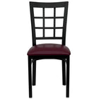 Flash Furniture HERCULES Series Black Window Back Metal Restaurant Chair - Burgundy Vinyl Seat-Metal Chair