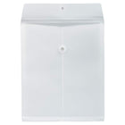 JAM Paper Plastic Envelopes with Button & String Tie - Open End - 9 3/4" x 11 3/4" - White - 12 Pack-Quantity: 12 per pack