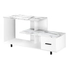 Monarch Specialties 2609 Tv Stand - 48"L/White/White Marble Top/1 Drawer-Unique Art-Deco inspired white with white faux marble top TV table accommodates all TV sizes equipped with a center pedestal stand