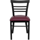 Flash Furniture HERCULES Series Black Three-Slat Ladder Back Metal Restaurant Chair - Burgundy Vinyl Seat-Metal Chair