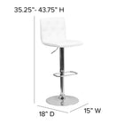 Flash Furniture Contemporary Button Tufted Vinyl Adjustable Height Barstool with Chrome Base - White-Seat Adjusts from Counter to Bar Height