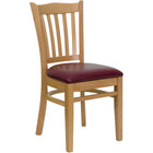 Flash Furniture HERCULES Series Vertical Slat Back Natural Wood Restaurant Chair - Burgundy Vinyl Seat-800 lb. Weight Capacity
