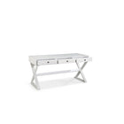 Plata Import Office Desk Writing Desk - Ash Stain Walnut Veneer - White-Partial Assembly Required