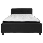 Flash Furniture Tribeca Queen Size Tufted Upholstered Platform Bed with Pocket Spring Mattress - Black Fabric-Queen Platform Bed and Mattress Set