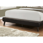 Monarch Specialties 5982Q Queen Size Bed - Brown Leather-Look With Wood Legs-Requires a standard queen size box spring and mattress (not included)