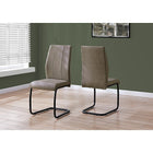 Monarch Specialties 1114 Dining Chair - Taupe Fabric/Black Metal - 2 Pack-Supported by a solid U-shaped black metal base, these kitchen chairs are upholstered in a taupe faux-suede fabric with two vertical rows of stitching for added elegance 