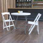 Flash Furniture 32" Round Granite Plastic Folding Table - White-Waterproof, Impact and Stain Resistant Top