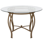 Flash Furniture Syracuse 45" Round Glass Dining Table with Matte Gold Metal Frame-Contemporary Style
