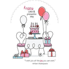 Millbrook Studios 5-3/8" x 7-3/4" Happy Cake & Presents Greeting Cards and Envelopes, 18 Pack (06227)-Printed on uncoated card stock