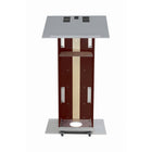 Urbann K2 Lectern With Wheels - Aluminum and Wood - Natural and Mahogany-610 mm x 510 mm x 1143 mm (24" x 20" x 45")