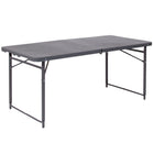 Flash Furniture 23.5"W x 48.25"L Height Adjustable Bi-Fold Dark Grey Plastic Folding Table with Carrying Handle-4' Folding Table