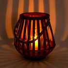 Truu Design Decorative Wooden Lantern, 10 x 18 inches, Brown-Material: MDF and rattan