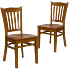 Flash Furniture HERCULES Series Vertical Slat Back Cherry Wood Restaurant Chair - 2 Pack-Vertical Slat Back Design
