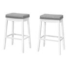 Monarch Specialties 1262 Barstool - Grey Leather-Look/White - 2 Pack-Set of 2 bar-height, backless barstools
