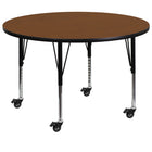 Flash Furniture Mobile 42" Round Oak HP Laminate Activity Table - Height Adjustable Short Legs-Popular Round Activity Table
