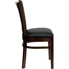 Flash Furniture HERCULES Series Vertical Slat Back Walnut Wood Restaurant Chairs with Black Vinyl Seat - 2 Pack-Black Vinyl Upholstered Seat