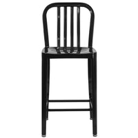 Flash Furniture Commercial Grade 24" High Black Metal Indoor-Outdoor Counter Height Stool with Vertical Slat Back - 2 Pack-Set of 2 Industrial Modern Counter Stools