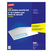 Staples #10 Window Security Envelopes with Gummed Flaps - 4-1/8" x 9-1/2" - White - 500 Pack-Versatile #10 envelopes are ideal for mailing letters, cheques, billing statements, invoices and more